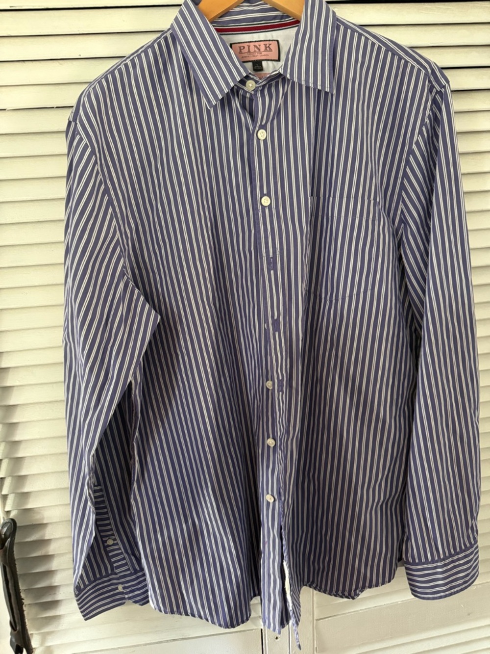 Thomas Pink Blue and White Stripe Dress Shirt